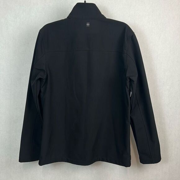 Swiss Tech Mens Softshell Jacket Sz Small Black Front Zip Hand Pockets - Picture 5 of 11